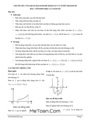 Bài Giảng Tính Đơn Điệu Của Hàm Số Lớp 12