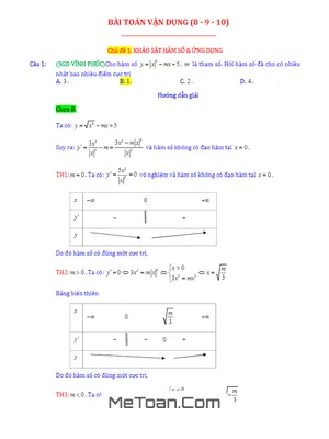 Giải Chi Tiết Bài Toán Vận Dụng 8-9-10 Trong Đề Thi Thử Môn Toán