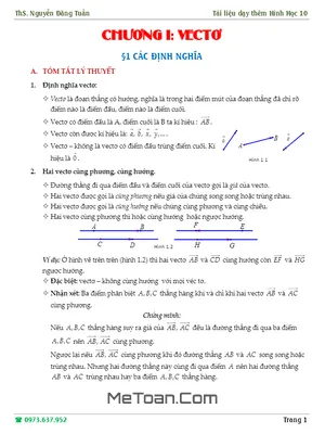 Hướng dẫn giải các dạng toán về định nghĩa vectơ, tổng và hiệu hai vectơ - Nguyễn Đăng Tuấn