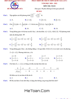 Tuyển tập 3 Đề Thi Phát Triển Môn Toán Tốt Nghiệp THPT 2021 (Đợt 1) - Có Đáp Án