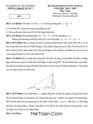 Đề Tham Khảo Tuyển Sinh 10 Môn Toán 2024 - 2025 Phòng GD&ĐT Quận 7 - TP HCM