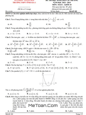 Đề thi học sinh giỏi Toán 10 năm 2023 - 2024 trường THPT Tĩnh Gia 1 - Thanh Hóa