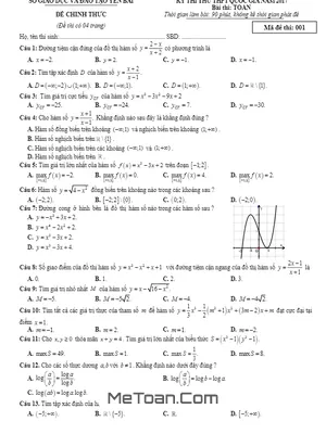 Đề Thi Thử THPT Quốc Gia 2017 Môn Toán Sở GD&ĐT Yên Bái