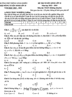 Đề thi tuyển sinh lớp 10 môn Toán (không chuyên) trường PTNK TP.HCM năm 2023 - 2024
