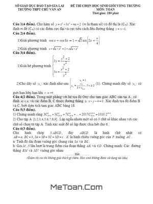 Đề thi chọn học sinh giỏi vòng trường môn Toán lớp 10 trường THPT Chu Văn An - Gia Lai năm học 2022-2023
