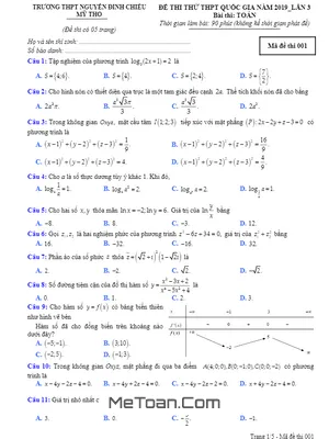 Đề thi thử Toán THPTQG 2019 lần 3 trường Nguyễn Đình Chiểu – Tiền Giang