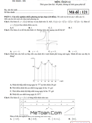 Đề giữa học kỳ 1 Toán 12 năm 2024 - 2025 trường THPT Ngô Thì Nhậm - Hà Nội