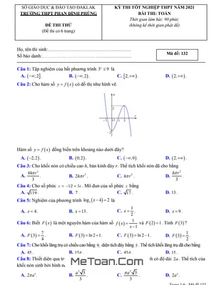 Đề thi thử THPT Quốc gia 2021 môn Toán trường THPT Phan Đình Phùng – Đắk Lắk
