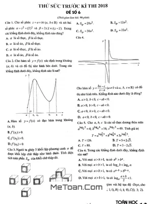Đề thi thử Toán THPT Quốc gia 2018 - Tạp chí Toán Học Tuổi Trẻ lần 6