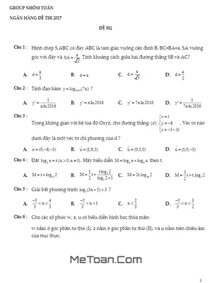 Đề thi thử THPT Quốc gia 2017 môn Toán lần 2 - Nhóm Toán