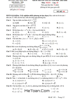 Đề Thi Giữa Kỳ 2 Toán 10 THPT Quế Sơn 2025-2026: Toàn Diện Kiến Thức