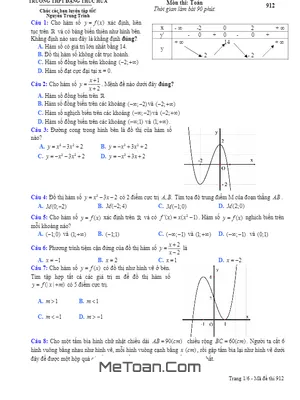 Đề Thi Thử THPT Quốc Gia 2017 Môn Toán Trường THPT Đặng Thúc Hứa – Nghệ An Lần 2