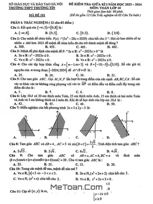 Đề thi giữa kì 1 Toán 10 năm 2023 - 2024 trường THPT Thường Tín - Hà Nội