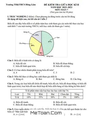 Đề thi giữa kì 2 Toán lớp 7 năm 2022 - 2023 trường TH & THCS Đông Lâm - Thái Bình
