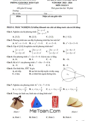 Đề thi học kì 2 Toán 9 năm 2023 - 2024 phòng GD&ĐT Ea H'Leo - Đắk Lắk