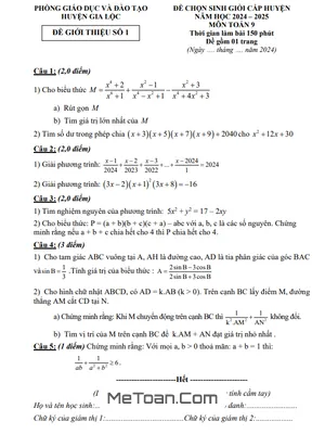 Đề giới thiệu thi HSG Toán 9 năm 2024 - 2025 phòng GD&ĐT Gia Lộc - Hải Dương