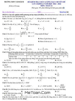 Đề kiểm tra Toán 11 lần 2 năm 2023 – 2024 trường THPT Tam Đảo 2 – Vĩnh Phúc