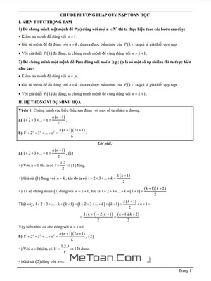Tài Liệu Phương Pháp Quy Nạp Toán Học Lớp 11 - Trọng Tâm Lý Thuyết & Bài Tập