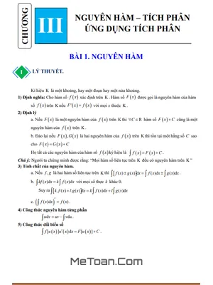 Tài Liệu Chuyên Đề Nguyên Hàm Và Một Số Phương Pháp Tìm Nguyên Hàm Lớp 12