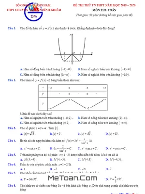Đề thi thử THPT Quốc gia 2020 môn Toán trường chuyên Nguyễn Bỉnh Khiêm – Quảng Nam