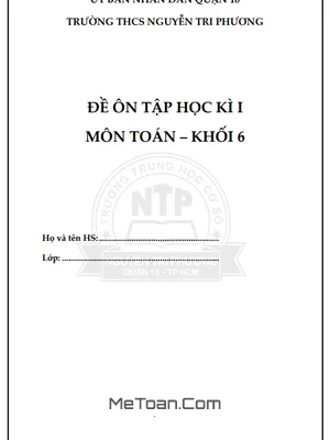 Đề Ôn Tập Kỳ 1 Toán 6 Năm 2022 - 2023 Trường THCS Nguyễn Tri Phương - TP HCM