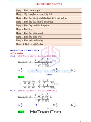 Cẩm nang chinh phục Bài toán Thực hiện Phép Tính trong đề thi HSG Toán 7