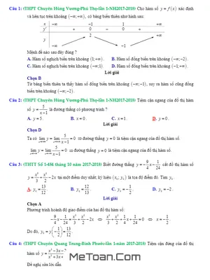 Bí kíp chinh phục bài tập trắc nghiệm Hàm số trong đề thi thử Toán 2018