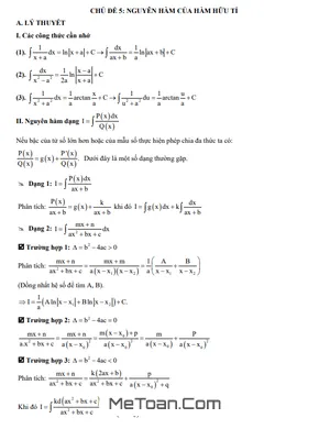Bí kíp chinh phục bài tập trắc nghiệm Nguyên hàm Hàm hữu tỉ lớp 12