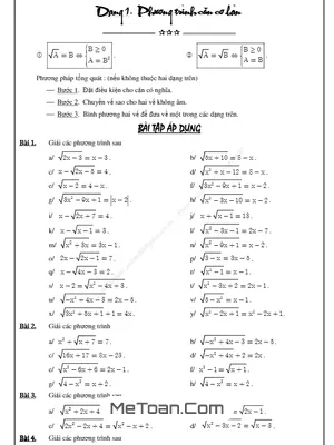 Tuyển Tập Bài Tập Phương Trình Chứa Căn Bởi Lê Văn Đoàn
