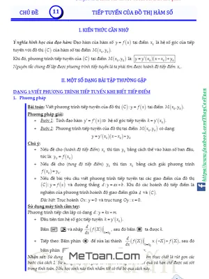 Các Dạng Toán Tiếp Tuyến Của Đồ Thị Hàm Số - Cao Văn Tuấn