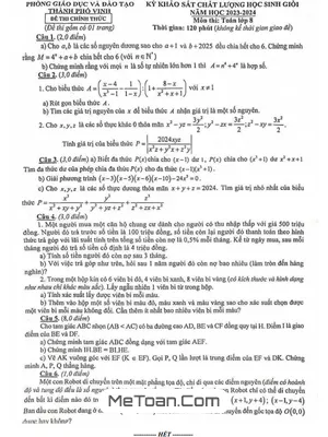 Đề KSCL học sinh giỏi Toán 8 năm 2023 – 2024 phòng GD&ĐT Vinh – Nghệ An
