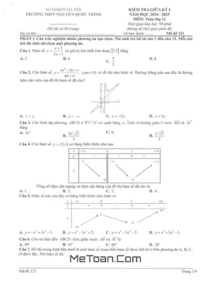 Đề Thi Giữa Kì 1 Toán 12 Năm 2024 - 2025 Trường THPT Nguyễn Quốc Trinh - Hà Nội
