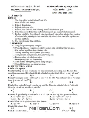Đề Cương Ôn Tập Học Kì 2 Môn Toán Lớp 7 Năm 2023-2024 Trường THCS Phú Thượng - Hà Nội