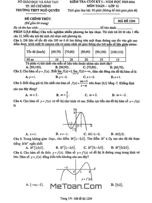 Đề Cuối Kì 1 Toán 12 Năm Học 2025 – 2026 Trường THPT Ngô Quyền – TP. HCM