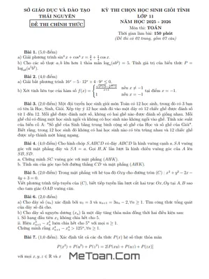 Đề Thi Học Sinh Giỏi Tỉnh Toán 11 Thái Nguyên 2025-2026: Chuẩn Bị Kỹ Lưỡng Cho Tương Lai