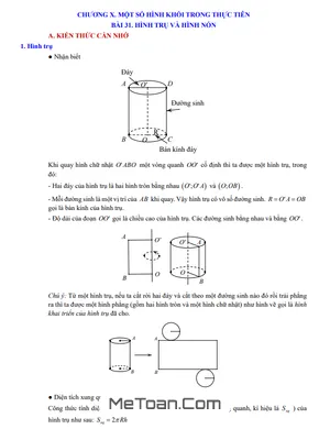 Tổng hợp các dạng toán hình khối trong thực tiễn lớp 9