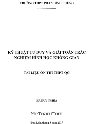 Bí Kíp Vượt Qua Trắc Nghiệm Hình Học Không Gian: Kỹ Thuật Tư Duy Từ Hà Duy Nghĩa