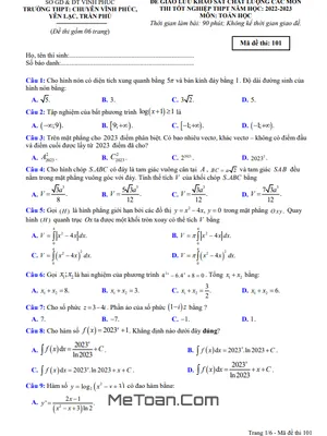 Đề thi thử tốt nghiệp THPT 2023 môn Toán cụm trường THPT - Vĩnh Phúc