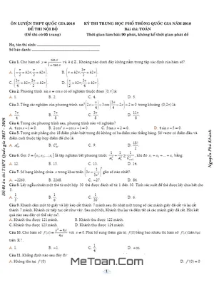 Đề Thi Thử THPT Quốc Gia 2018 Môn Toán - Nguyễn Phú Khánh Lần 1