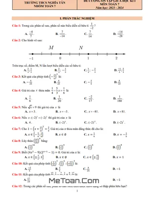 Đề Cương Ôn Tập Giữa Kì 1 Toán 7 Năm 2023 - 2024 Trường THCS Nghĩa Tân - Hà Nội