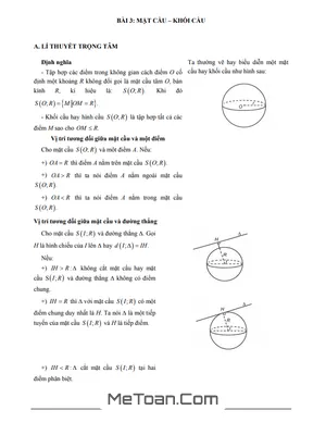 Phương Pháp Giải Nhanh Các Dạng Bài Tập VDC Mặt Cầu, Khối Cầu Lớp 12