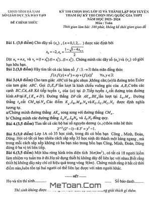 Đề HSG Toán 12 và Lập Đội Tuyển Thi HSG QG 2023 - 2024 Sở GD&ĐT Hà Nam