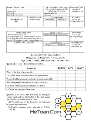 Đề Thi Tuyển Sinh Vào Lớp 6 Trường Trần Đại Nghĩa Năm 2019 - Phần Tự Luận