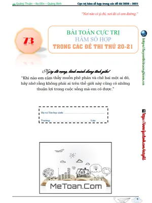 73 Bài Toán Cực Trị Hàm Số Hợp Trong Đề Thi Thử THPT Môn Toán