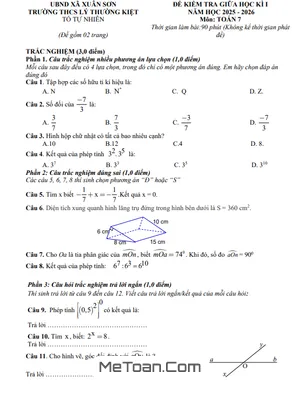 Đề Thi Giữa Kì 1 Toán 7 Năm 2025 – 2026 Trường THCS Lý Thường Kiệt, TP.HCM (Có Đáp Án)