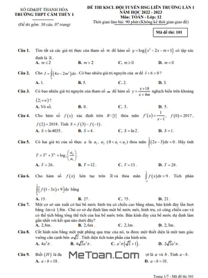 Đề HSG Toán 12 năm 2022 - 2023 lần 1 trường THPT Cẩm Thủy 1 - Thanh Hóa