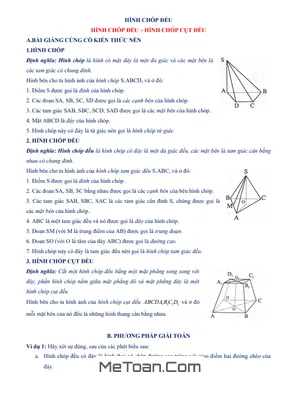 Chuyên Đề Hình Chóp Đều, Hình Chóp Cụt Đều Lớp 8
