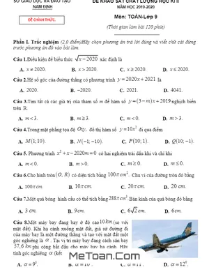 Đề thi học kì 2 Toán 9 năm học 2019 - 2020 sở GD&ĐT Nam Định