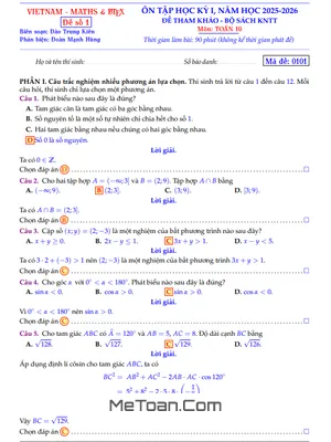 Bộ Đề Ôn Tập Học Kỳ 1 Toán 10 Kết Nối Tri Thức Năm Học 2025 – 2026