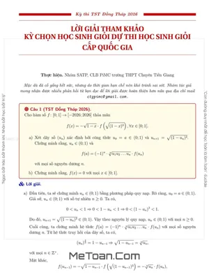 Đề thi chọn đội tuyển học sinh giỏi Quốc gia môn Toán năm học 2026 – 2027 tỉnh Đồng Tháp